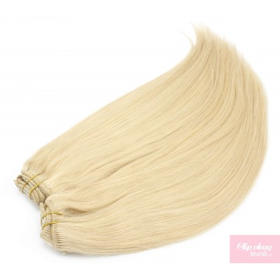 63 cm Remy Clip In Maxi Set, 100% Menschenhaar europäischen Typs - weißblond