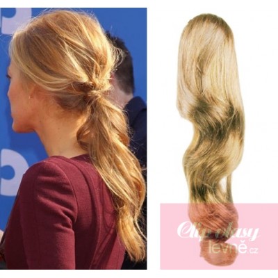 Clip-Pferdeschwanz/Zopf aus 100% Remy-Menschenhaar, 50 cm, wellig - naturblond